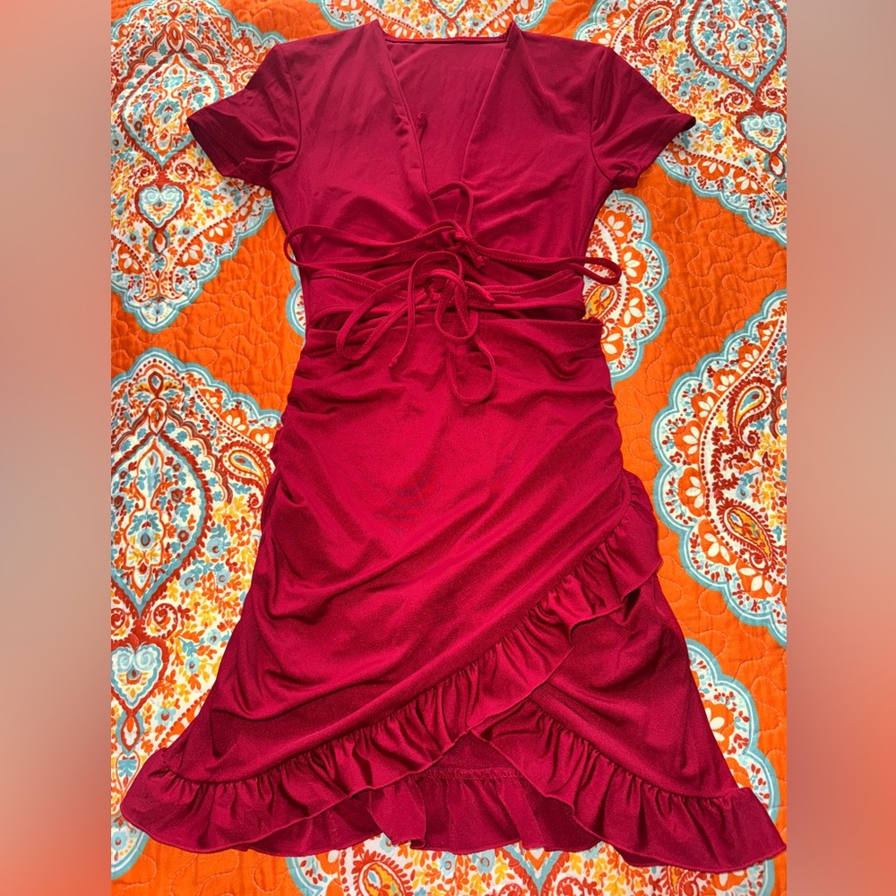 Chic Asymmetrical Red Dress